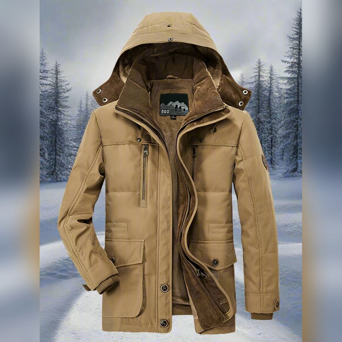 men's hooded faux fur lined winter jacket
