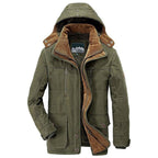 men's hooded faux fur lined winter jacket in green