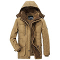 men's hooded faux fur lined winter jacket in beige