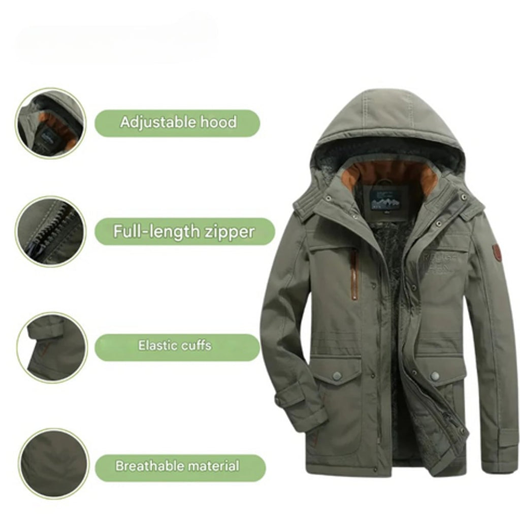 men's hooded fleece-lined winter jacket in green