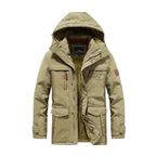 men's hooded fleece-lined winter jacket in khaki