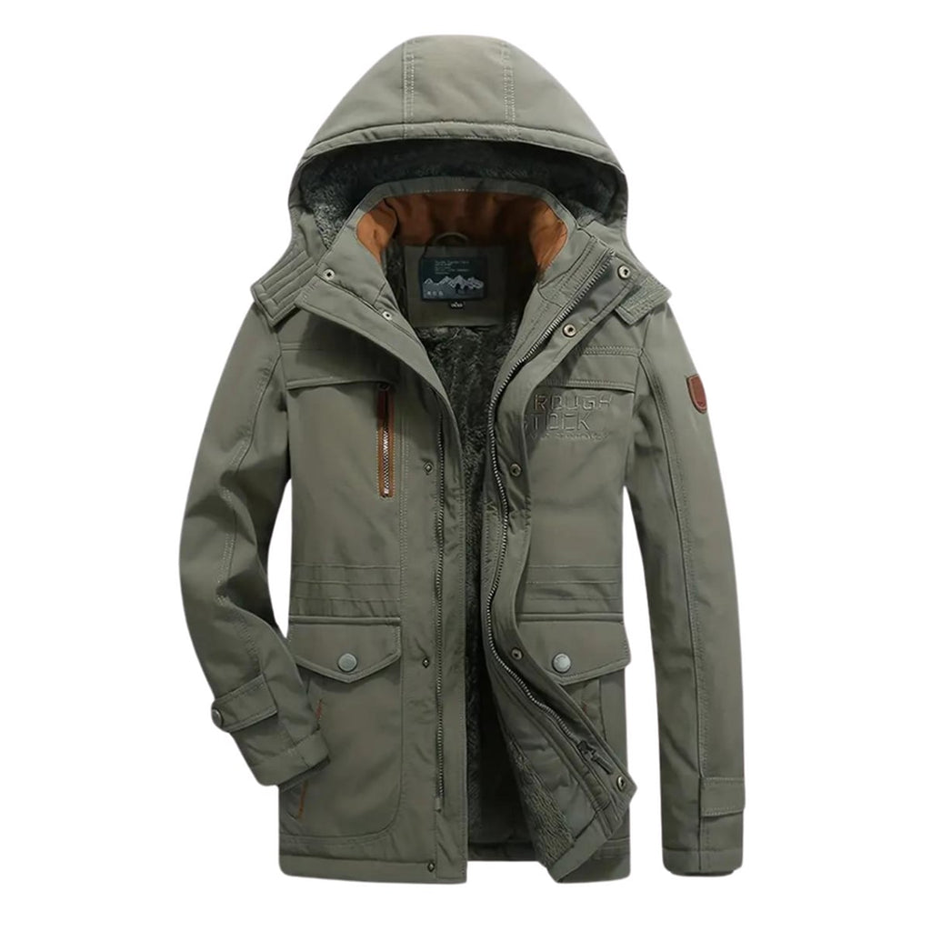 men's hooded fleece-lined winter jacket in green