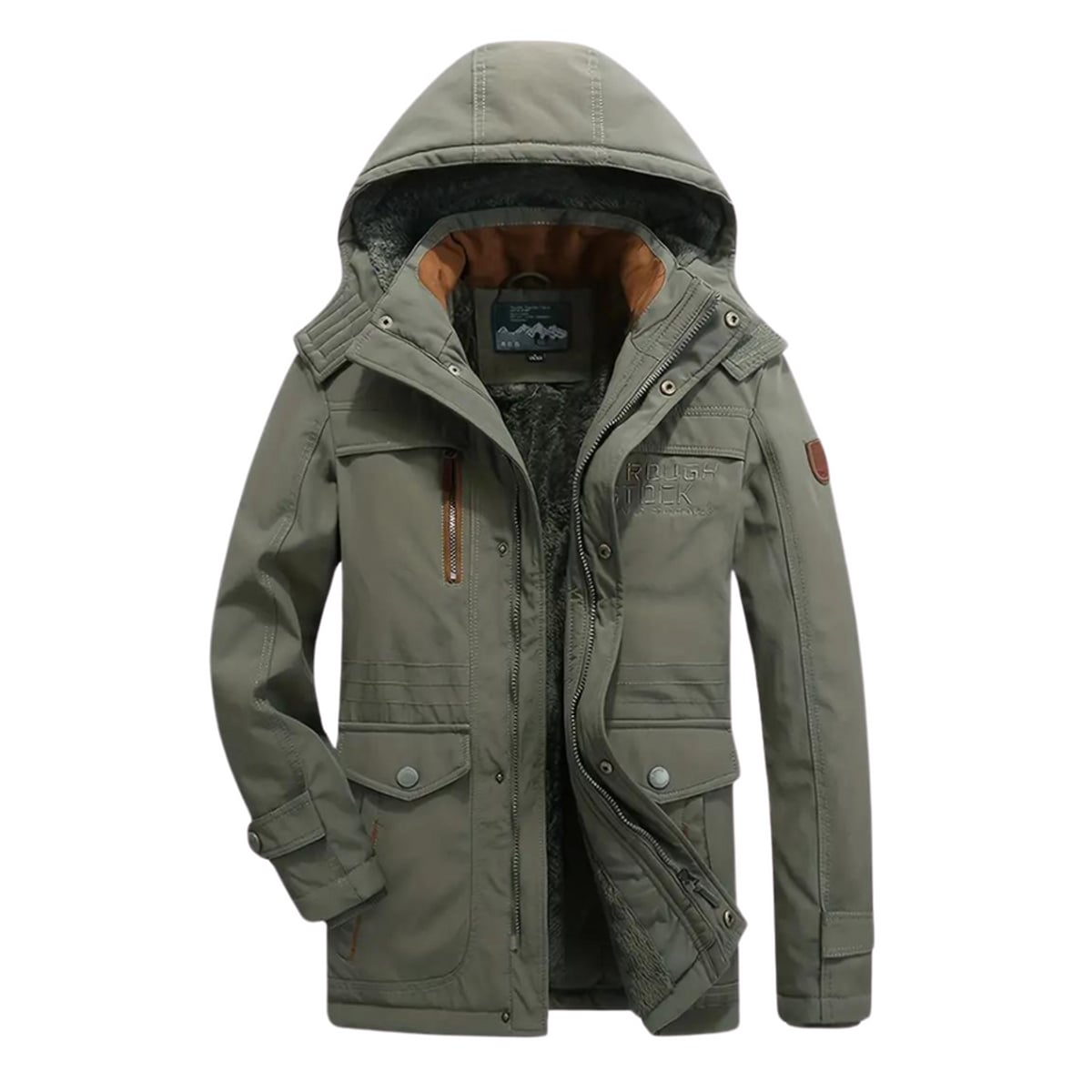 men's hooded fleece-lined winter jacket in green
