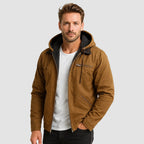 men's hooded fleece-lined zip-up jacket in brown