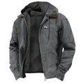 men's hooded fleece-lined zip-up jacket in gray