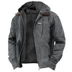 men's hooded fleece-lined zip-up jacket in gray