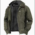 men's hooded fleece-lined zip-up jacket in army green