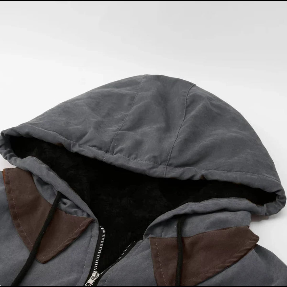 men's hooded fleece-lined zip-up jacket in gray