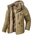 men's hooded parka jacket in khaki