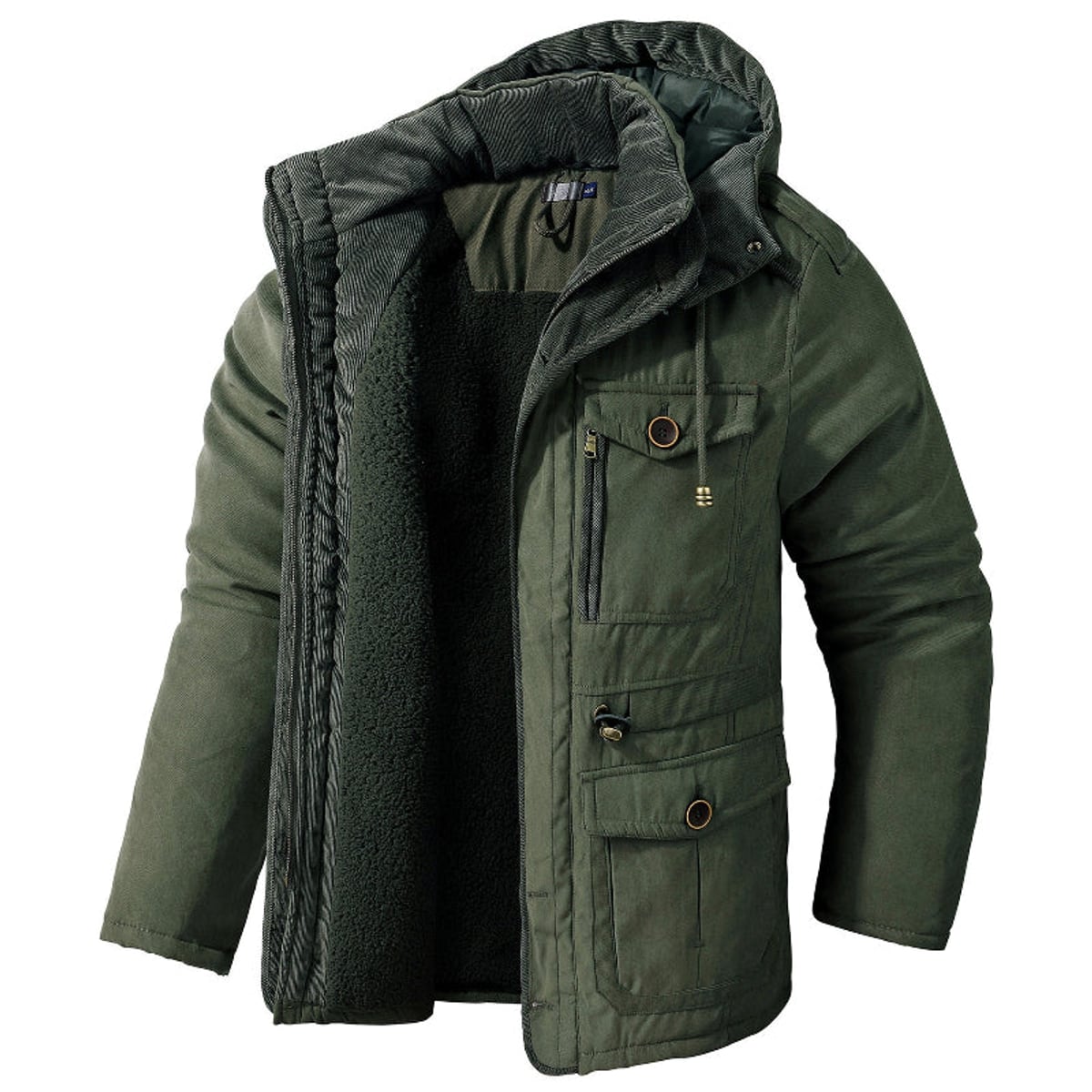 men's hooded parka jacket in green