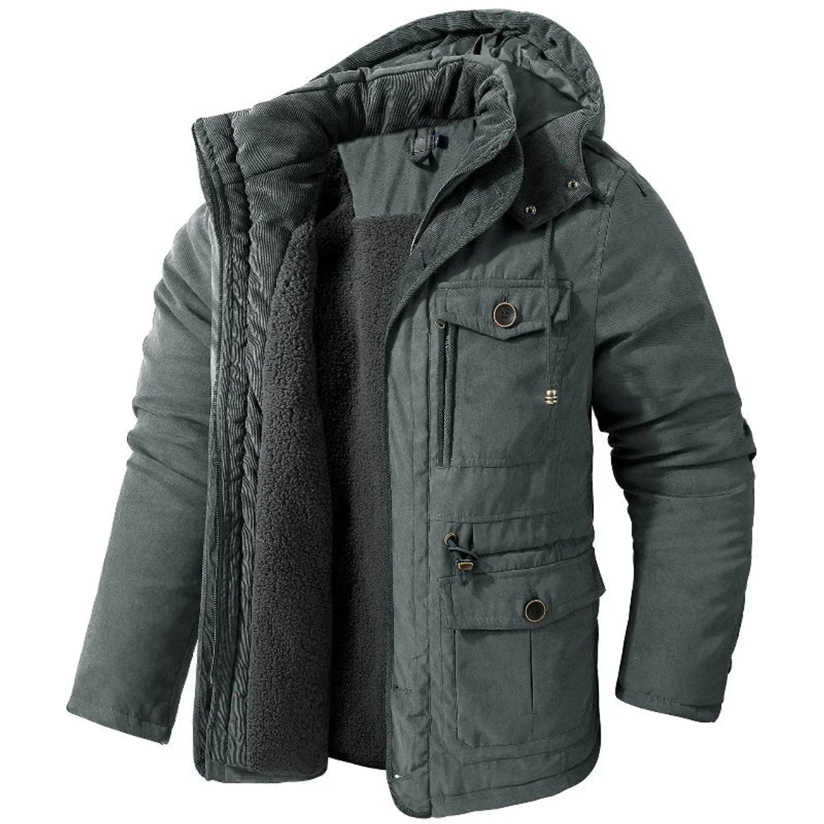 men's hooded parka jacket in gray