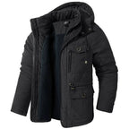 men's hooded parka jacket in black