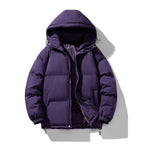men's hooded puffer jacket in purple