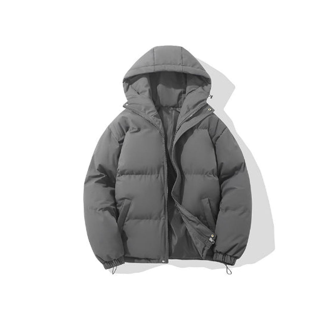 men's hooded puffer jacket in gray