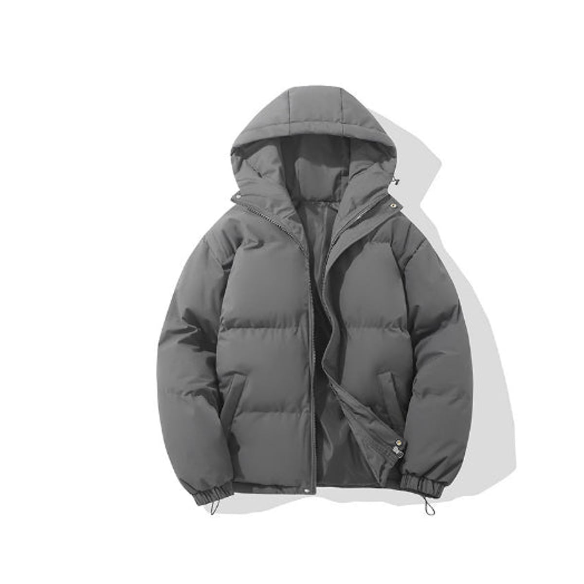men's hooded puffer jacket in gray