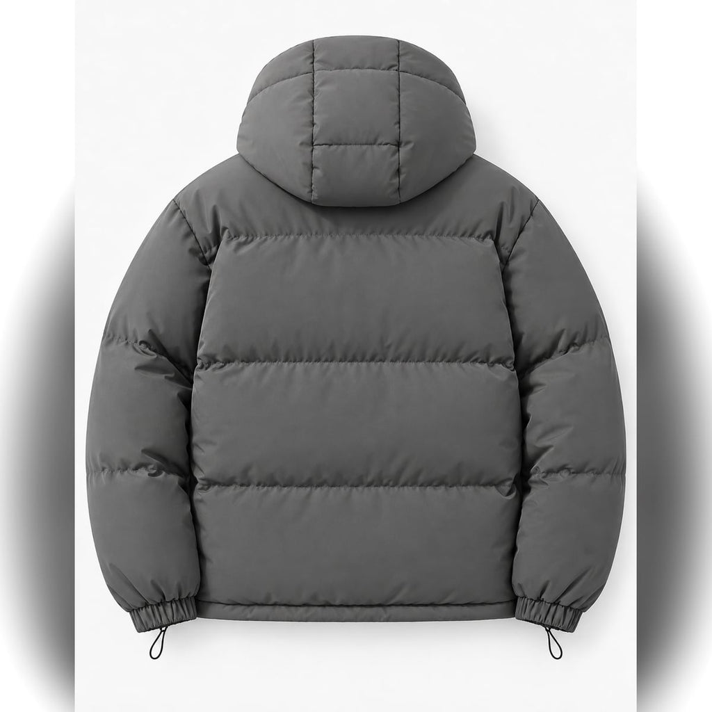 men's hooded puffer jacket in gray