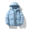 men's hooded puffer jacket in light blue