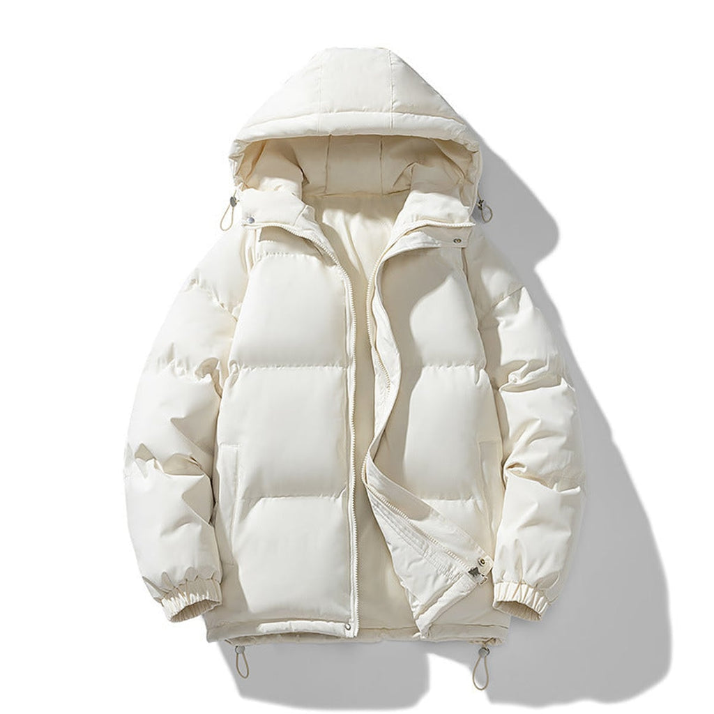 men's hooded puffer jacket in beige