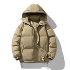 men's hooded puffer jacket in khaki