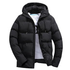 men's hooded puffer parka with hood in black