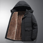 men's hooded quilted jacket black