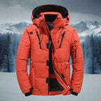 men's hooded quilted winter jacket in orange