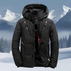men's hooded quilted winter jacket in black
