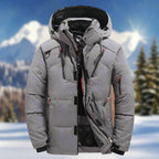 men's hooded quilted winter jacket in gray