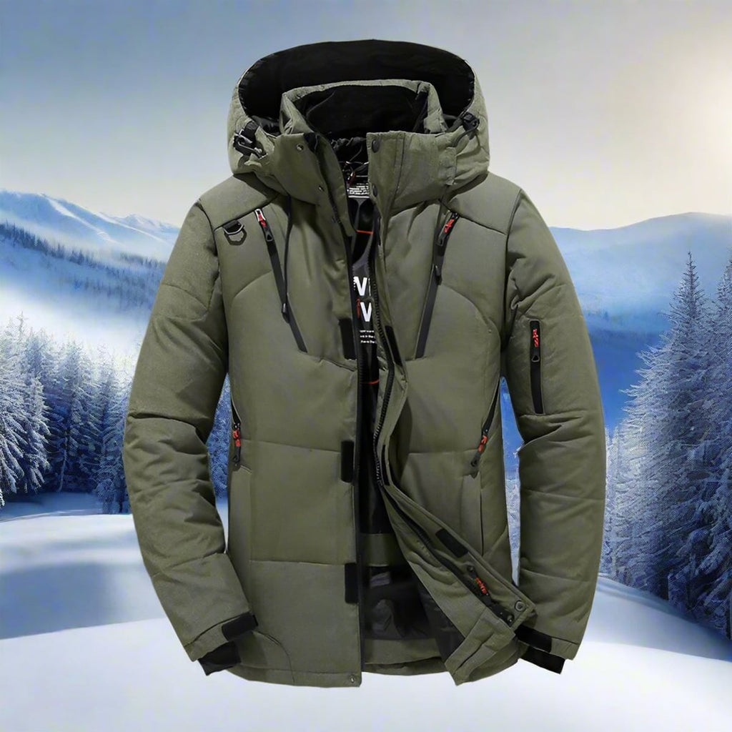 men's hooded quilted winter jacket in green