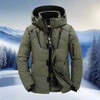 men's hooded quilted winter jacket in green