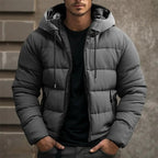 men's hooded slim puffer jacket in gray