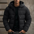 men's hooded slim puffer jacket in black