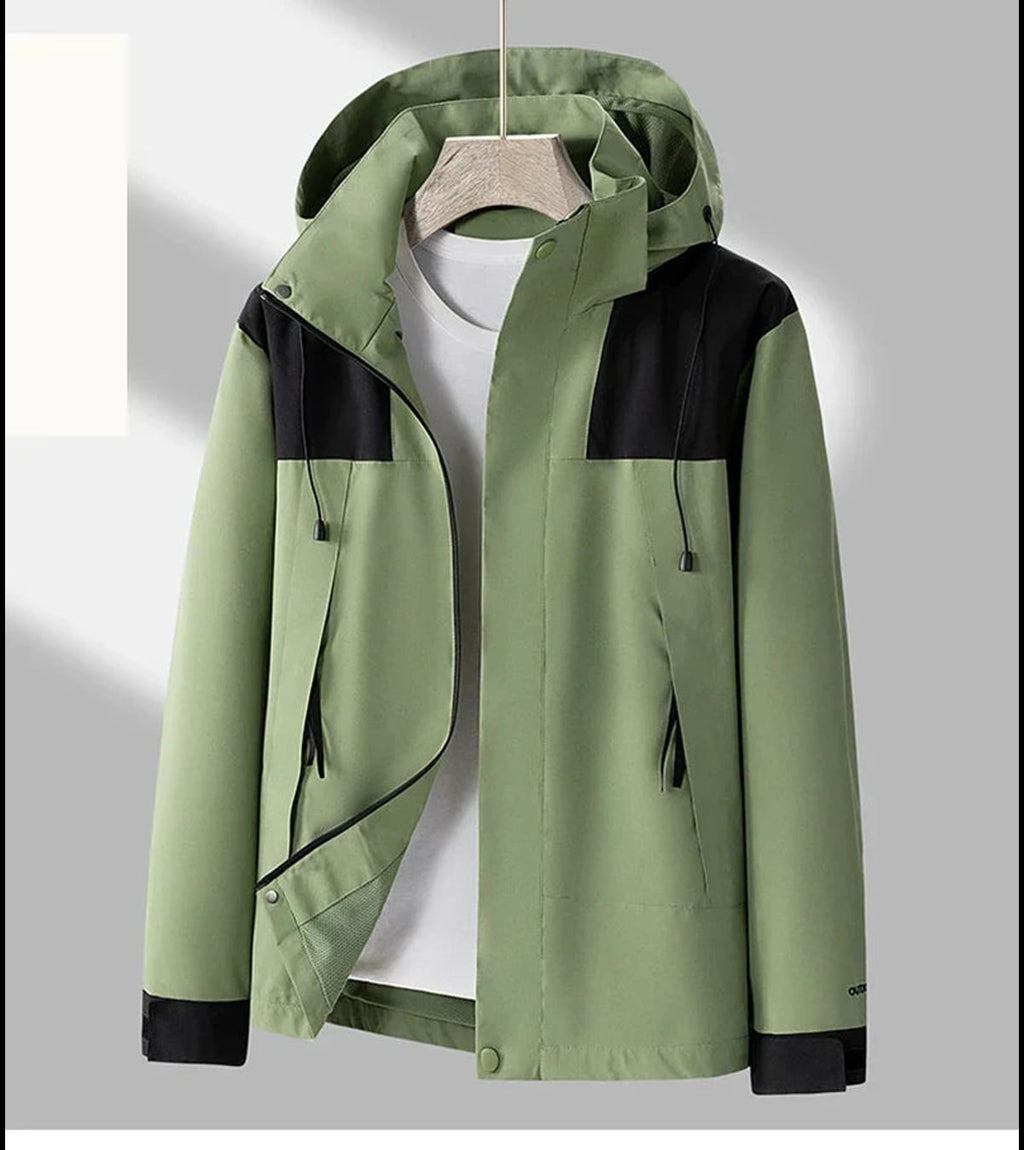 men's hooded zip-up light outdoor jacket in sage green