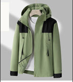men's hooded zip-up light outdoor jacket in sage green