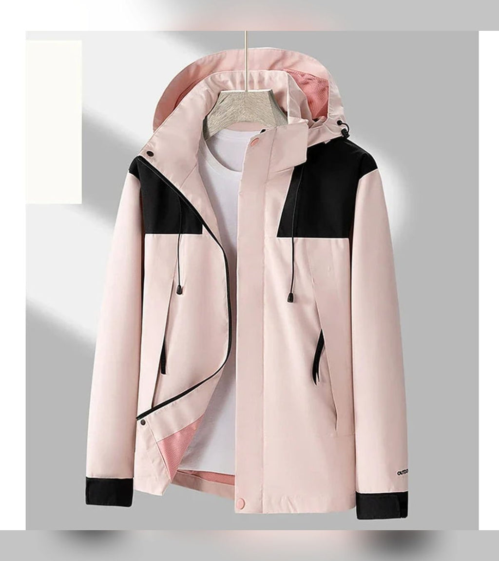 men's hooded zip-up light outdoor jacket in light pink