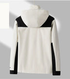 men's hooded zip-up light outdoor jacket in off-white