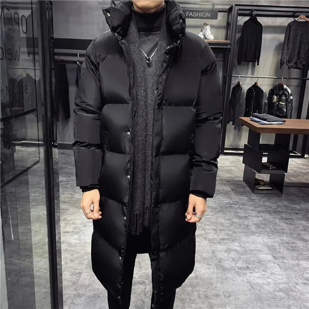 men's insulated puffer jacket in black high neck