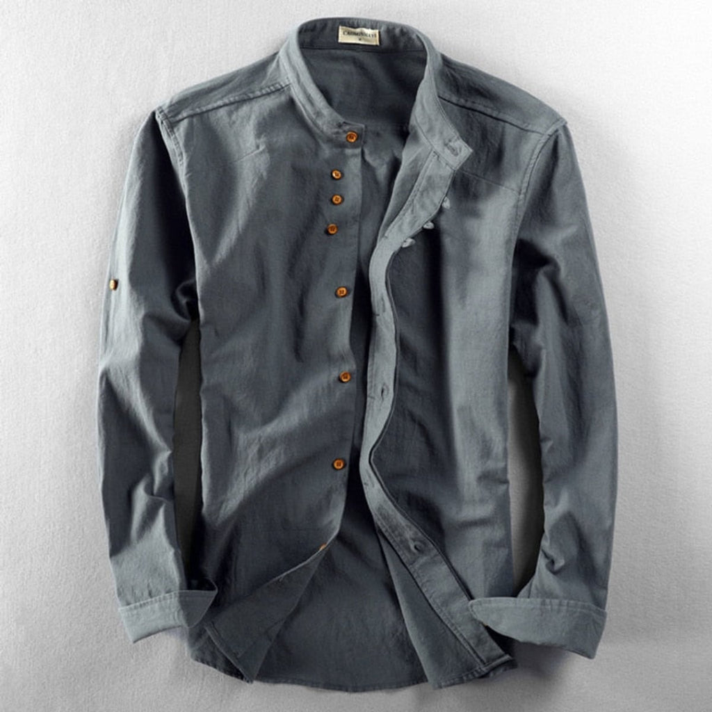 men's japanese style camp collar shirt in charcoal
