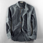 men's japanese style camp collar shirt in charcoal