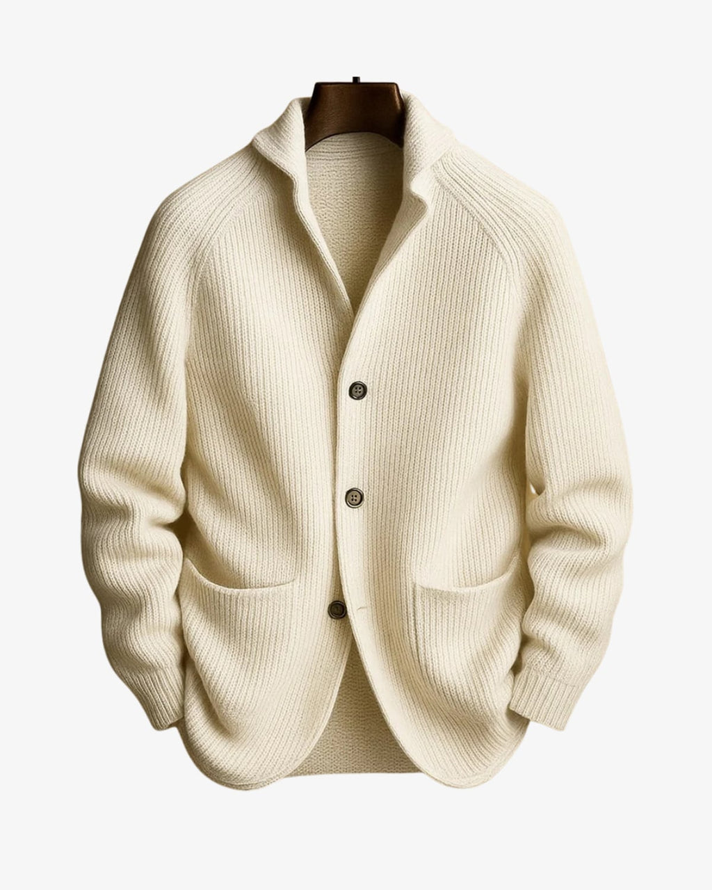 men's knit cardigan sweater with button front in white