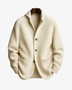 men's knit cardigan sweater with button front in white
