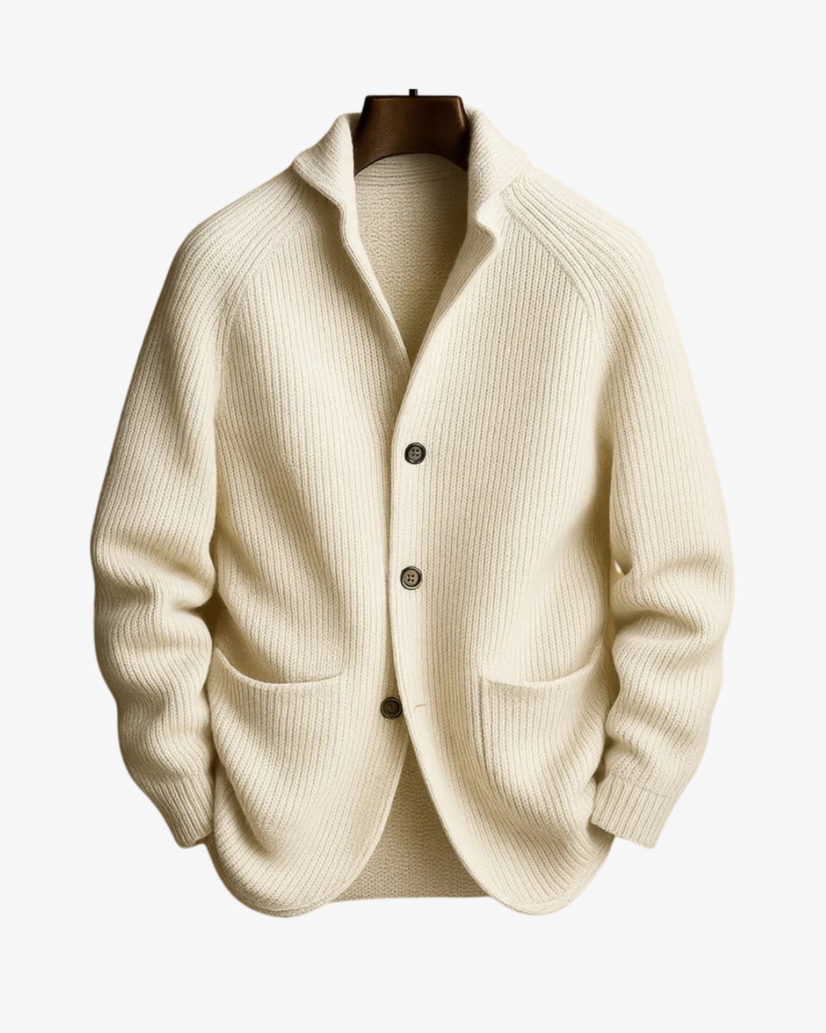 men's knit cardigan sweater with button front in white