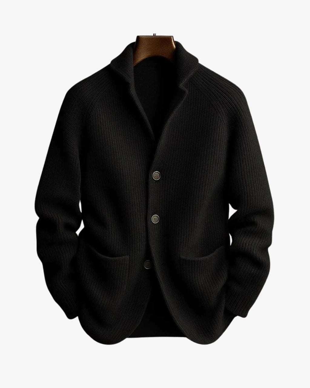 men's knit cardigan sweater with button front in black