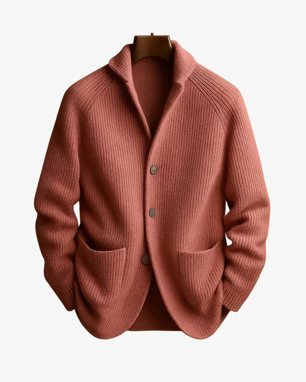 men's knit cardigan sweater with button front in pink
