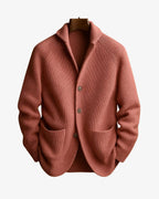 men's knit cardigan sweater with button front in pink