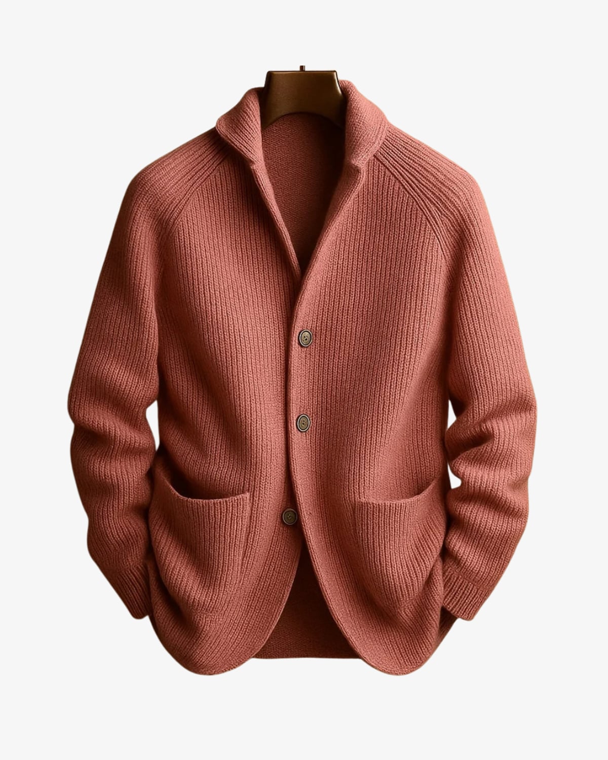 men's knit cardigan sweater with button front in pink