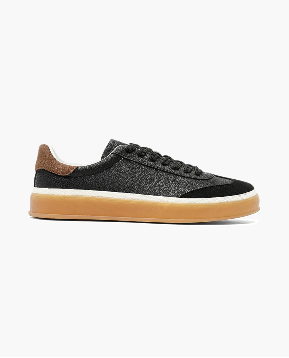 men's lace-up court sneakers in black