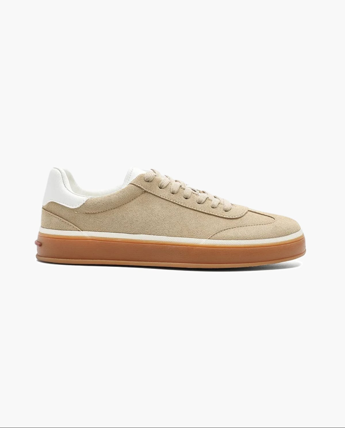 men's lace-up court sneakers in beige