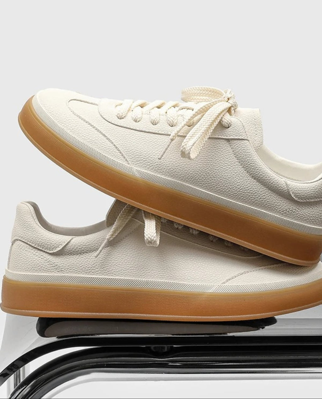 men's lace-up court sneakers in white