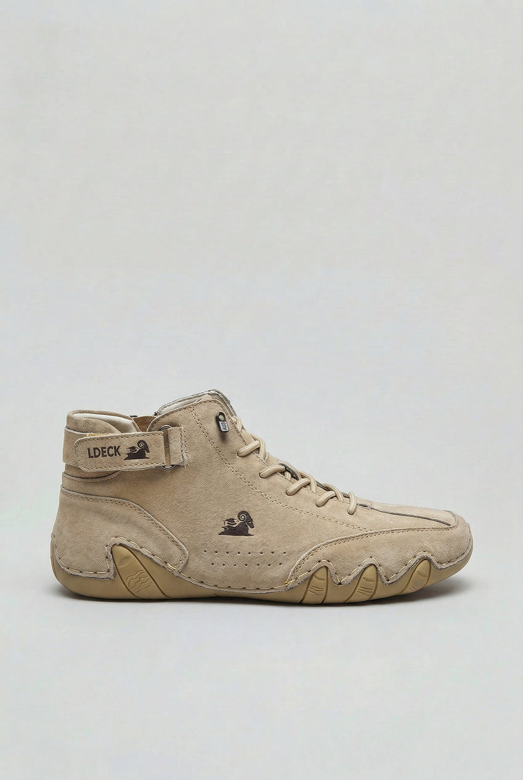 men's lace-up high top sneaker boots in beige